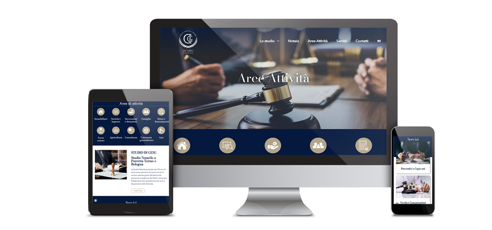 mockup sito web studio notarile di gesu a Bologna e Porretta Terme